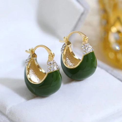 French Retro Drop Glazed Earrings