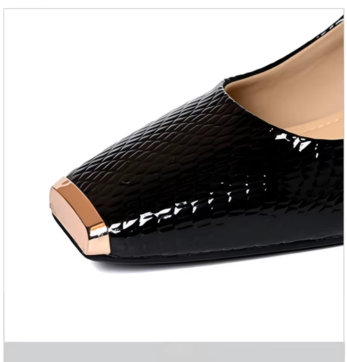 Elegant French Snake Skin Pattern Rubber Chunky high Heel