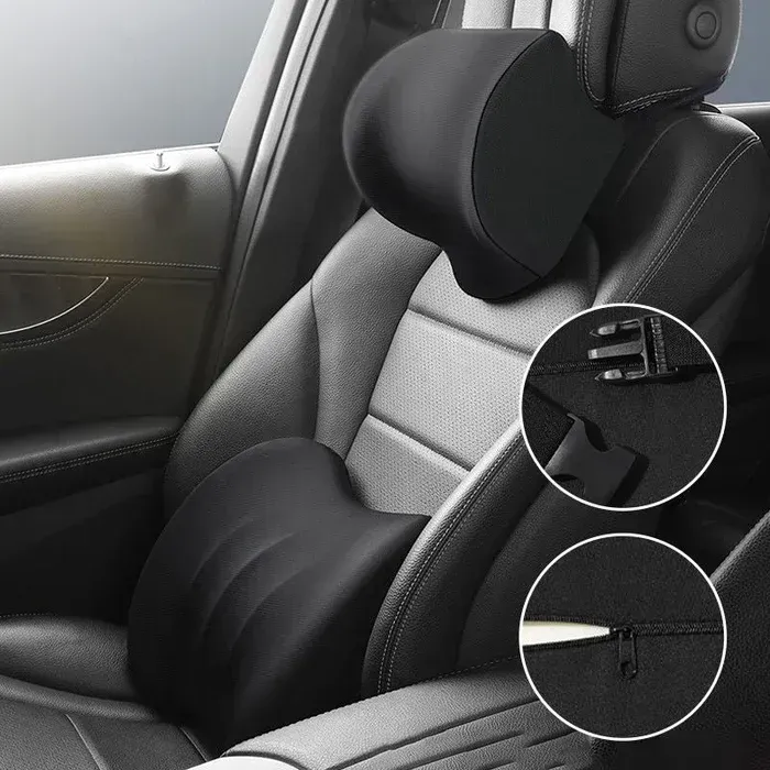Car Headrest Neck and Waist Pillow
