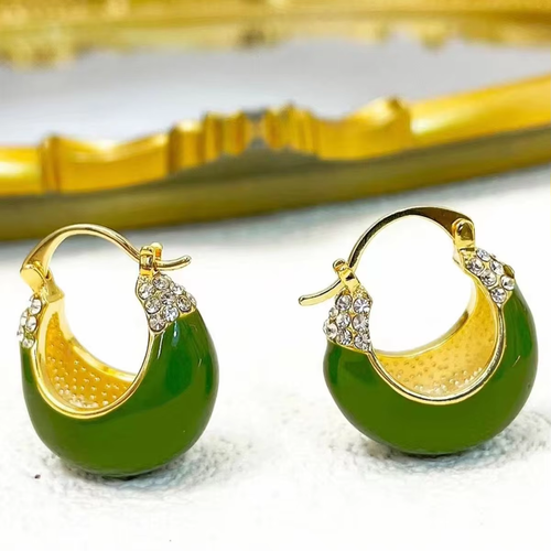 French Retro Drop Glazed Earrings