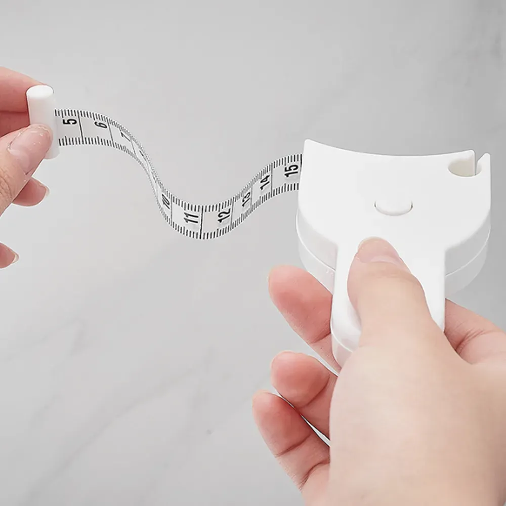 Auto-Retractable Body Measuring Tape, 60 Inch 3D Measurement Tool for Waist Hip Bust Arms in White