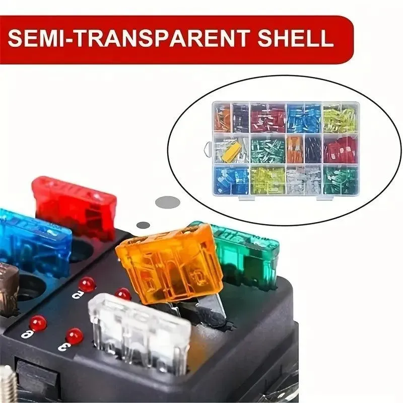 (300PCS 1SET)Mini automotive blade-type direct-insert fuse adapter wiring harness fuses: 1A, 2A, 3A, 5A, 7.5A, 10A, 15A, 20A, 25A, 30A, 39A