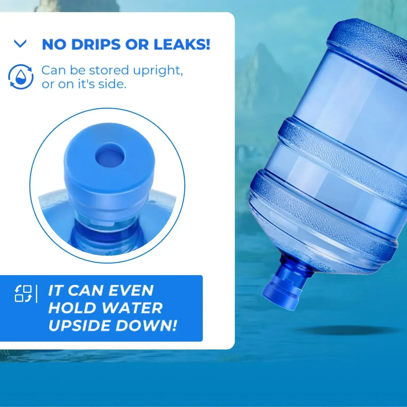 （3pcs 1set））PREMIUM (Food-Grade) Reusable Silicone 5-Gallon Water Bottle Jug Caps - Anti-Spill Replaceable Non-Spill Lid - Universal 55mm Screw-on Caps for Water Cooler Jugs & Camping Bottles in Ghana