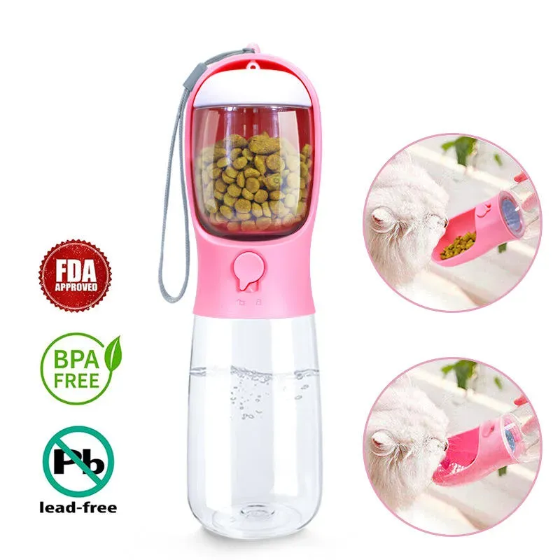 3in1 Pet Water Bottle - Portable 20oz Leak Proof Container with Poop Bag Dispenser, Ideal for Travel, Hiking, and Outdoor Use