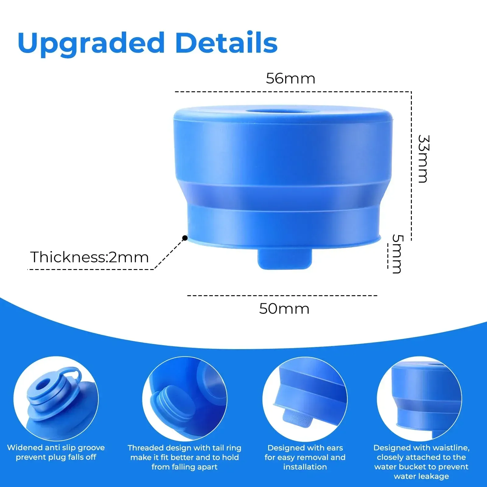 （3pcs 1set））PREMIUM (Food-Grade) Reusable Silicone 5-Gallon Water Bottle Jug Caps - Anti-Spill Replaceable Non-Spill Lid - Universal 55mm Screw-on Caps for Water Cooler Jugs & Camping Bottles in Ghana