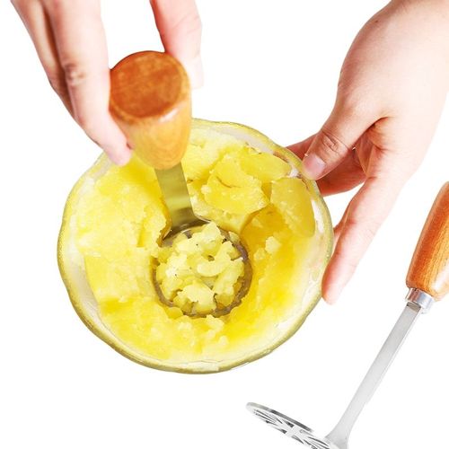Stainless Steel Potato Mud Press Potato Press With Wooden Handle Kitchen Gadgets Auxiliary for Bean Vegetable Fruits Baby Food