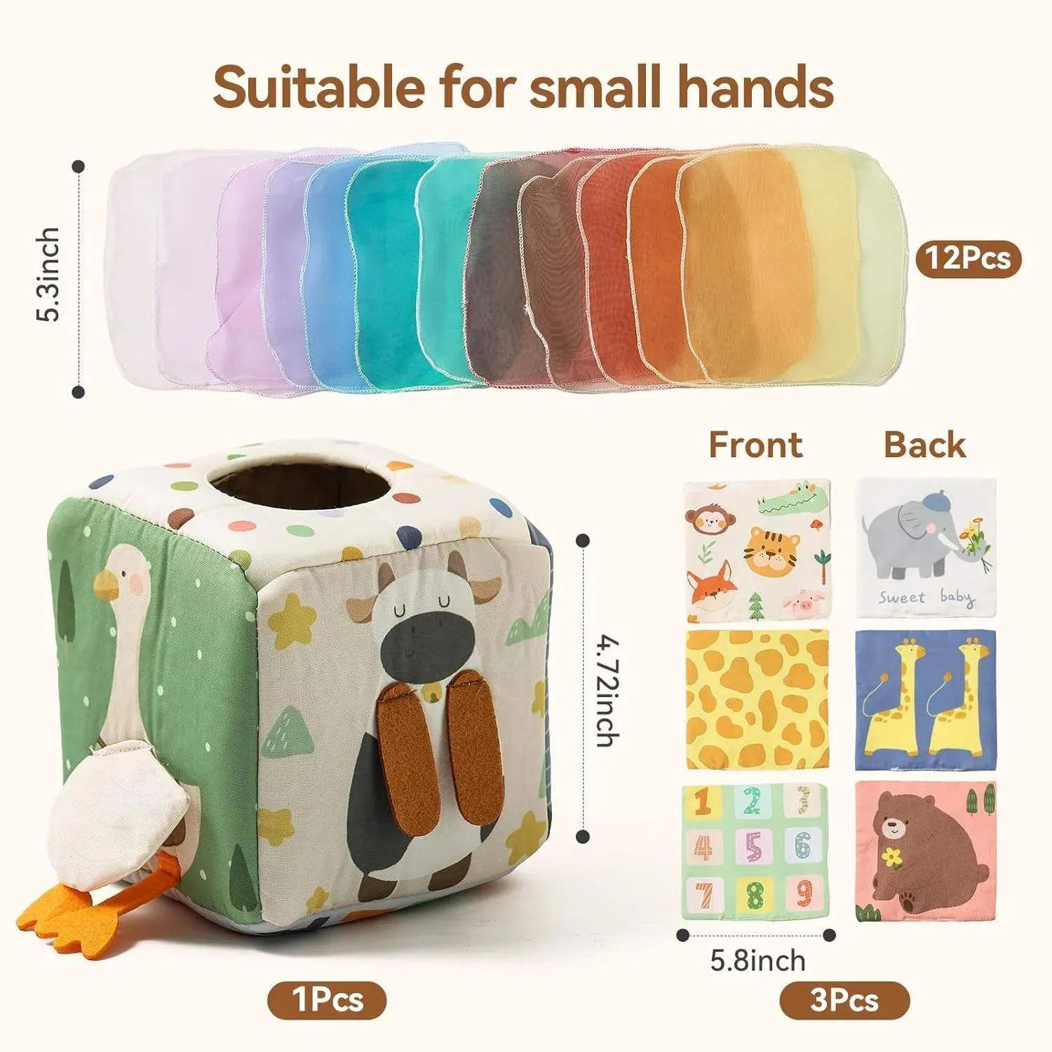 Keep Your Baby Busy & Smart! 🧠 Sensory Tissue Box Toy with Crinkle Silks & Safety Mirror - Perfect Early Learning Gift