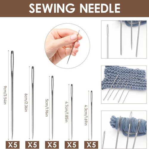 Eye Steel Needles & Thread Set, Hand Repair Tools Portable DIY Hand Made Craft Set Sewing Working Kit for Beginners, Professional DIY Lovers, Gift for Mom, Grandma, Adults