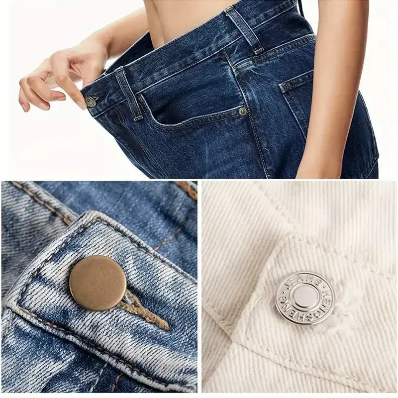 （50 Pcs 1set） Adjustable Metal Jean Snap Tacks ,17 mm No-Sew Nailess Removable Metal Jeans Buttons Replacement Repair Combo Thread Rivets and Screwdrivers