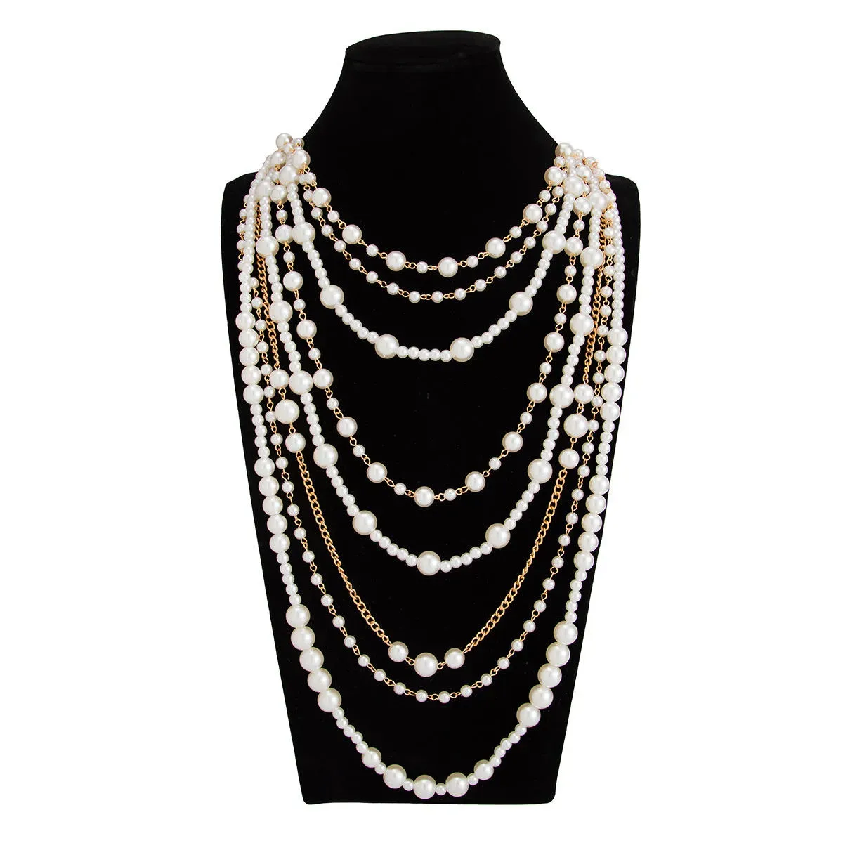 Boho Multi-Layer Faux Pearl Necklace for Women, Vintage Statement Fashion Jewelry, Versatile Gift for Daily Wear and Parties, String of Pearls