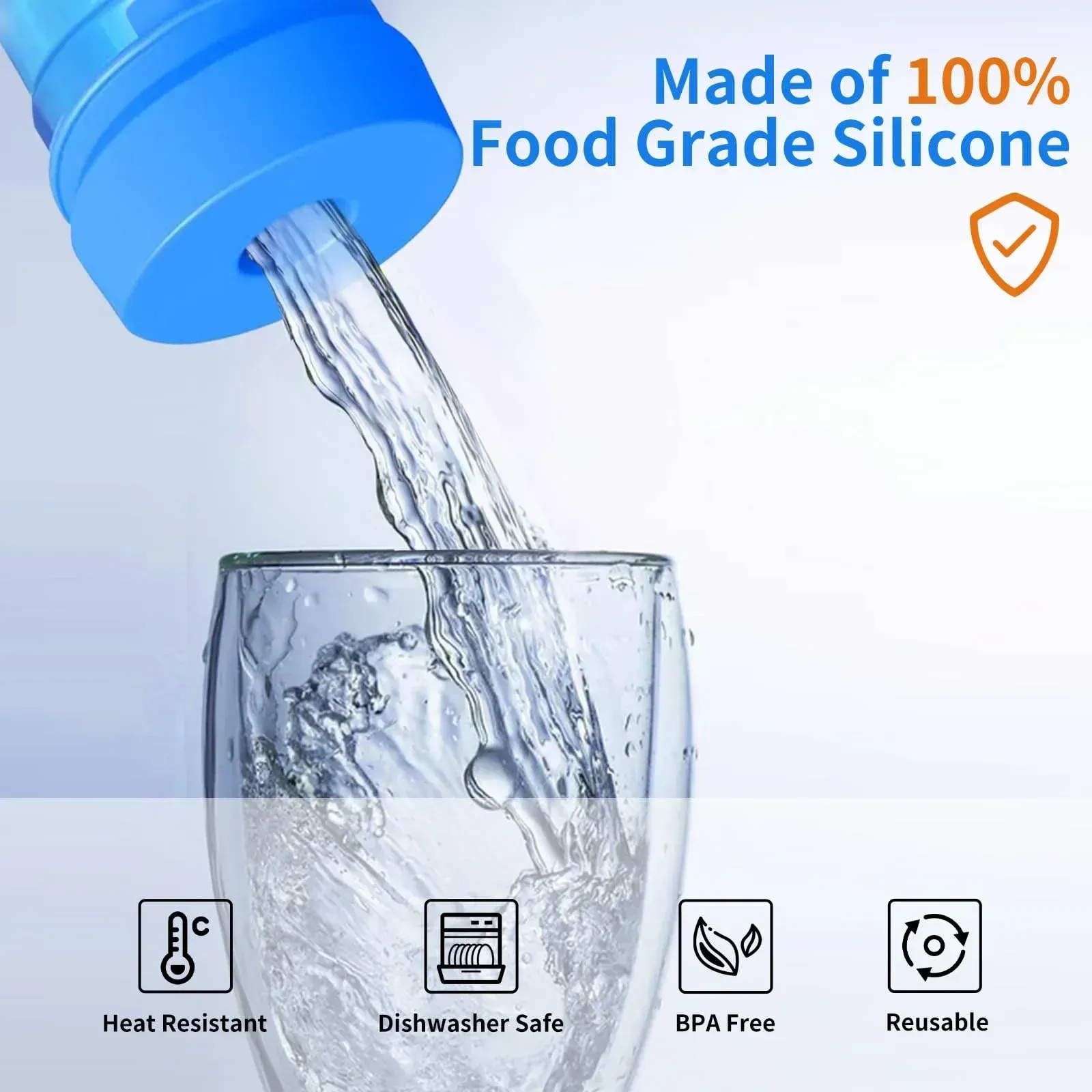 （3pcs 1set））PREMIUM (Food-Grade) Reusable Silicone 5-Gallon Water Bottle Jug Caps - Anti-Spill Replaceable Non-Spill Lid - Universal 55mm Screw-on Caps for Water Cooler Jugs & Camping Bottles in Ghana