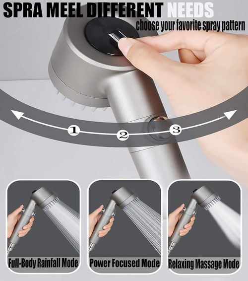 4 in 1 Massage Shower Set High Pressure Water Saving 3 Modes Adjustable One-Key Stop Spray Nozzle for Bathroom