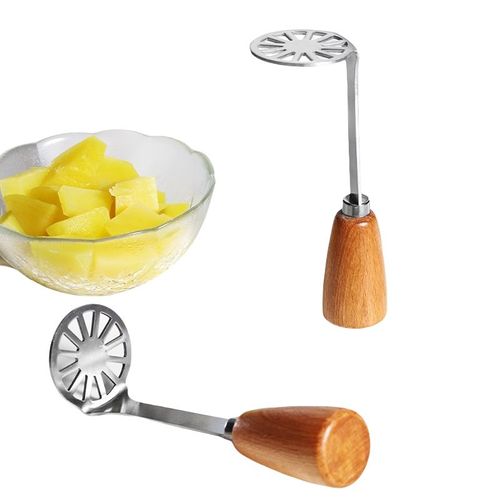 Stainless Steel Potato Mud Press Potato Press With Wooden Handle Kitchen Gadgets Auxiliary for Bean Vegetable Fruits Baby Food