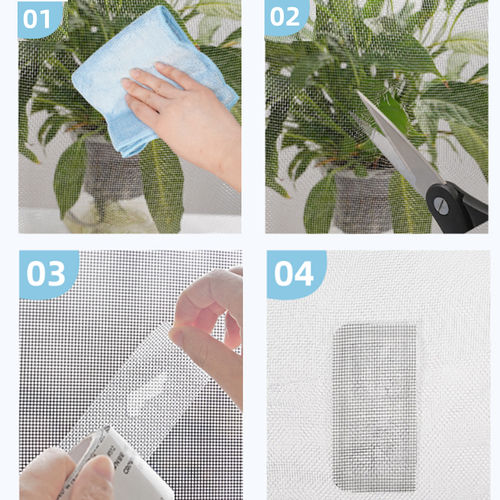 Window Screen Repair Tape, Adhesive Gray Screen Repair Strip, Durable Fiberglass Mesh Tape for Fixing Window and Door Screens