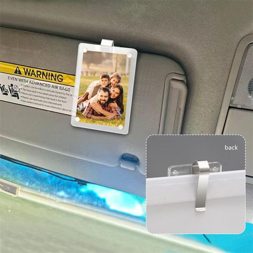 （2pcs 1set）Joytutus Summervibes-Magnetic Car Sun Visor Photo Clips - Clear Acrylic Display Frames for Family Pet Photos, Easy Clip Vehicle Accessories, Birthday Car Gift for Drivers, Car Accessories