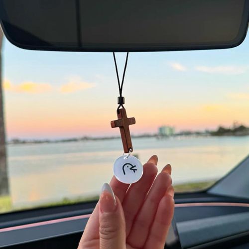 Religious gift cross Scan your phone to get daily Bible verses and hang it on your car's rearview mirror.