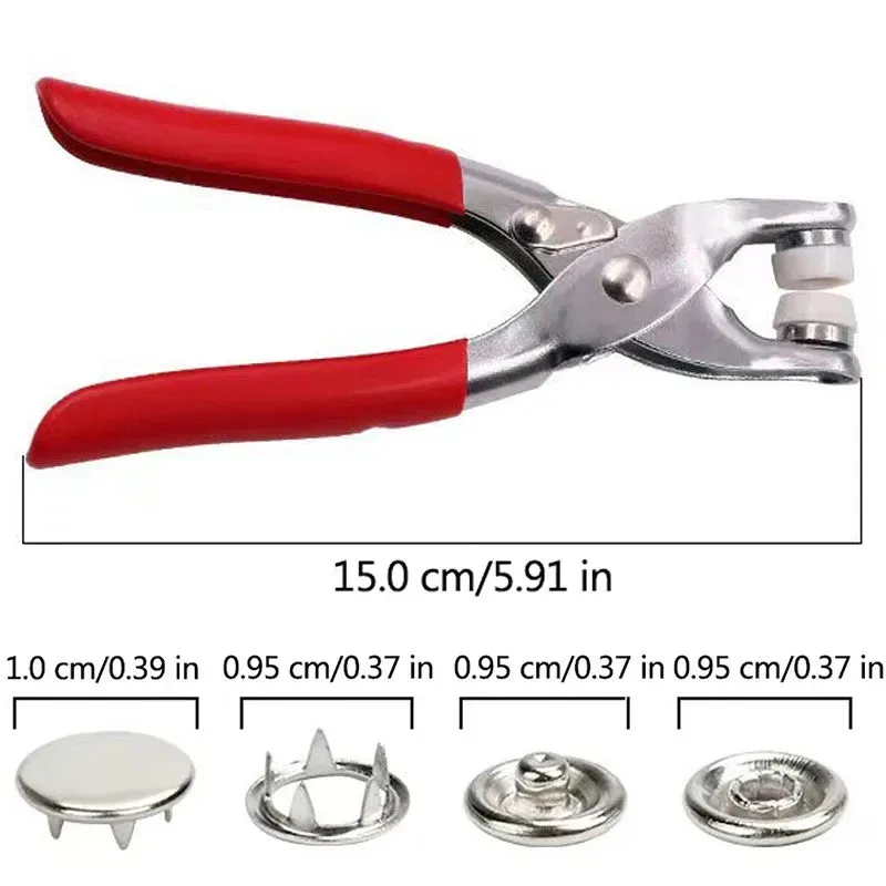 （100pcs 1set）Claw snap fastener set, 9.5mm snap fastener set (with pliers) - suitable for 1-3cm thick fabrics, metal snap fastener set (with tools), five-claw snap fastener tool set, seamless snap fasteners, manual snap fasteners.