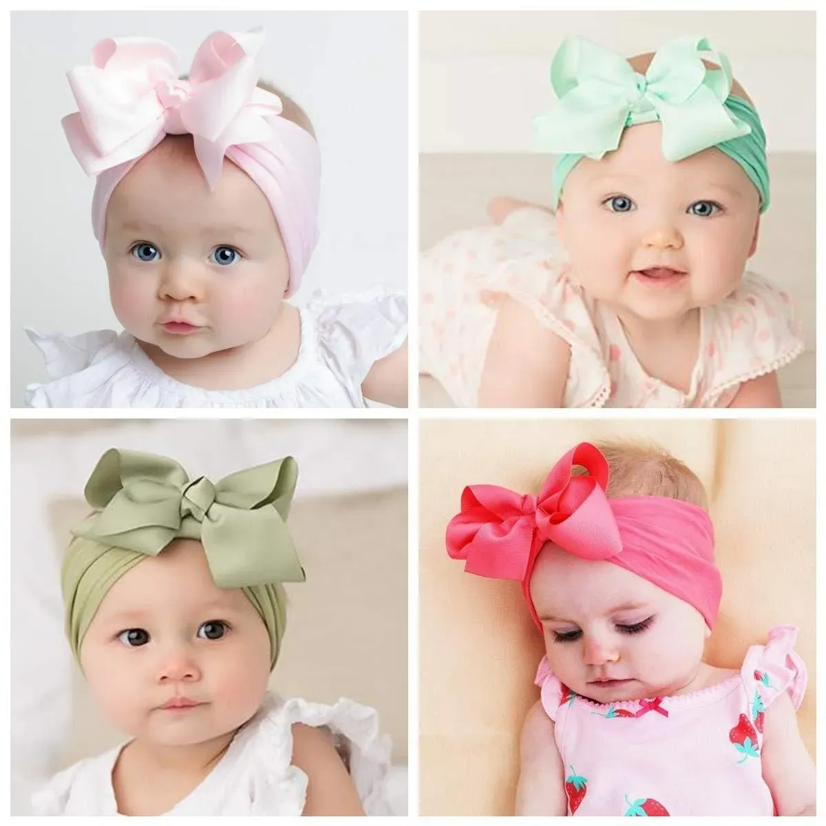 Make Your Princess Shine! ✨ 24 Pcs Baby Nylon Headbands Set - Super Soft & Stretchy Hair Bows for Newborns and Toddlers
