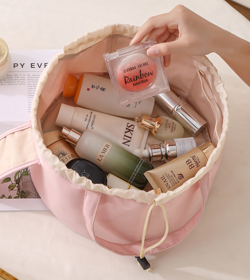 Large Capacity Drawstring Makeup Bag Portable Travel Toiletry Organizer Waterproof Bucket Cosmetic Storage Bag