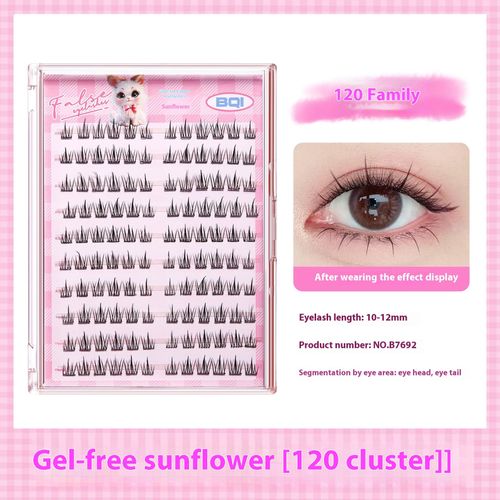 BQI Luxury Sunflower False Eyelashes - No Glue Required & Reusable | 10 Rows Large Capacity | 3D Dense Natural Look | Easy Application Beauty Kit