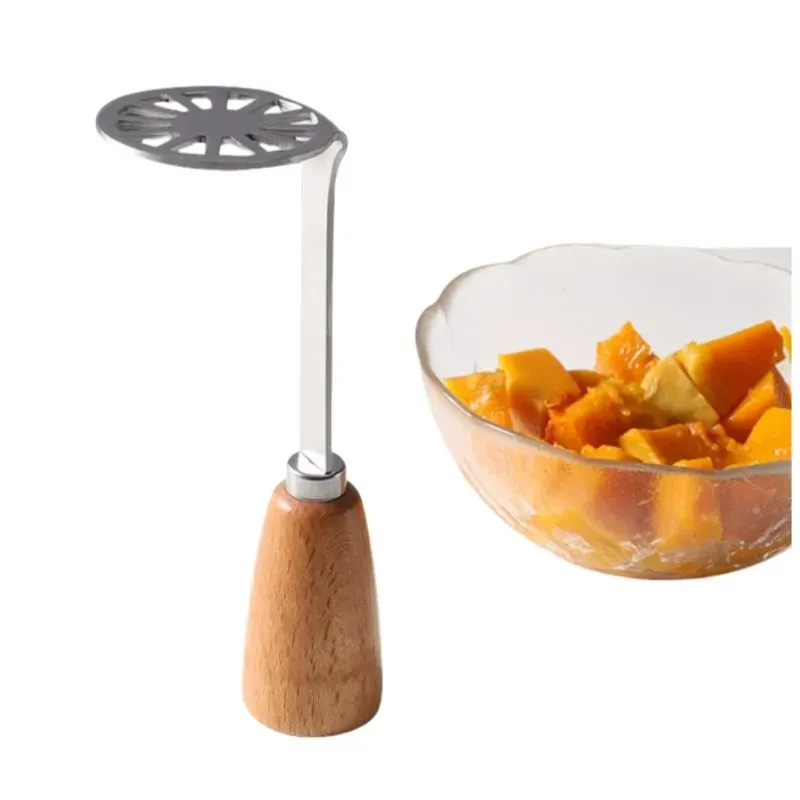 Stainless Steel Potato Mud Press Potato Press With Wooden Handle Kitchen Gadgets Auxiliary for Bean Vegetable Fruits Baby Food