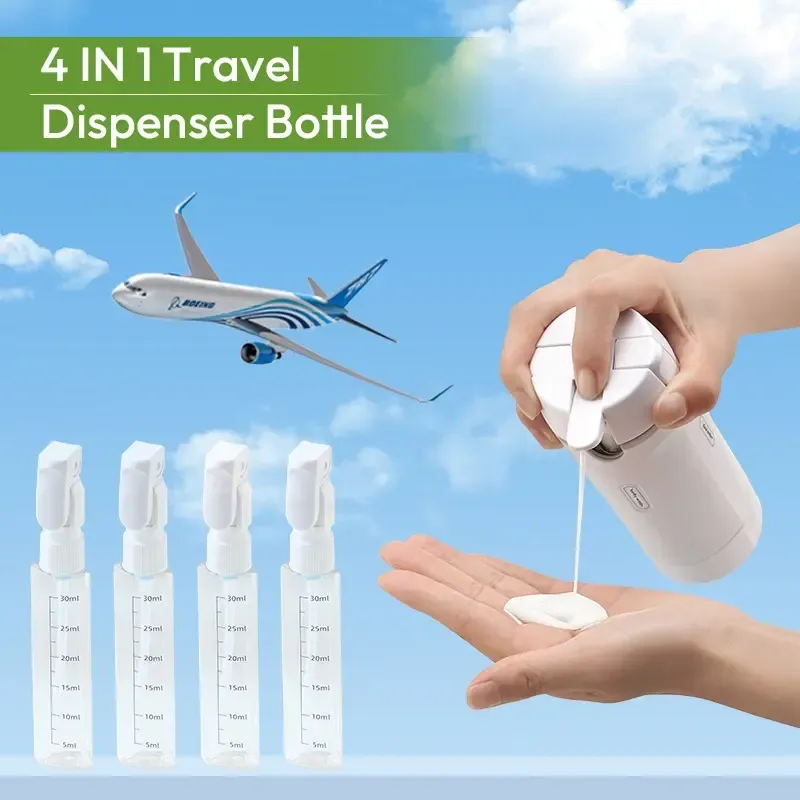 4 1 Durable Sustainable Plastic Spray Bottle Refillable Leak Proof Modern Dispenser Organizer Cosmetics Shampoo Lotion Outdoor