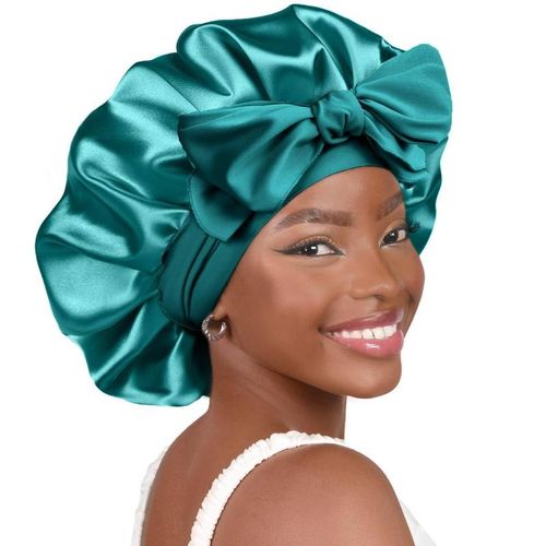 Adjustable satin head cap, premium sleep cap with drawstring, women's style