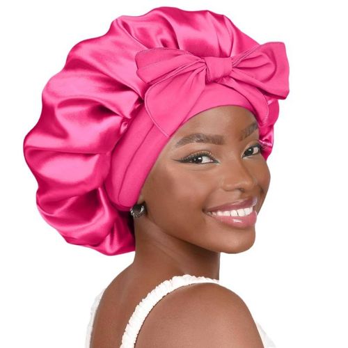Adjustable satin head cap, premium sleep cap with drawstring, women's style