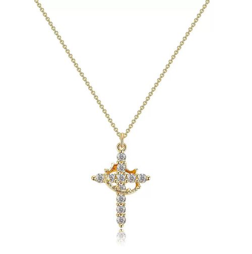 Simple Crown Cross Pendant Choker Necklace for Women Men Girls Party Trendy Exguisite Jewelry