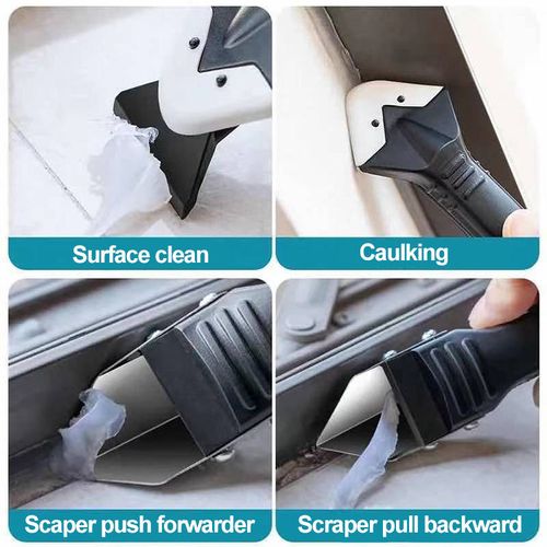 (11 piece 1 set) Silicone grout tool kit, 3in1 grout remover (stainless steel head) and grout scraper, grout remover for kitchen bathroom windows.