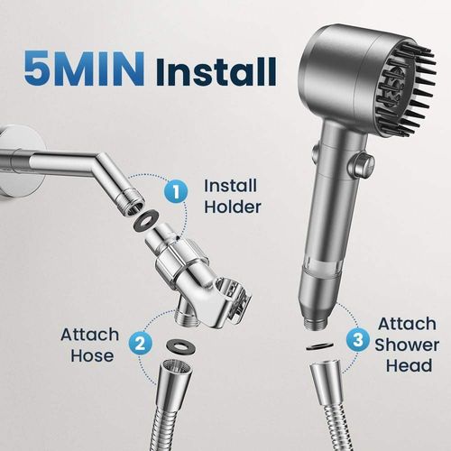 Handheld Filter Booster Shower Head, 4 Spray Modes, Hard Water Powerful Cleaning, Bathroom Shower Set