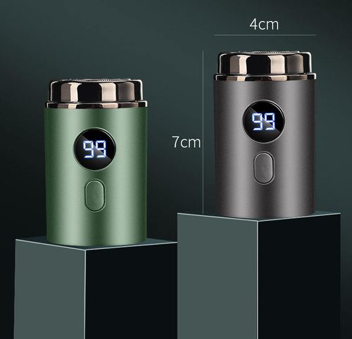 Mini electric shaver for men, portable for travel or use in a car. Rechargeable and fully washable.