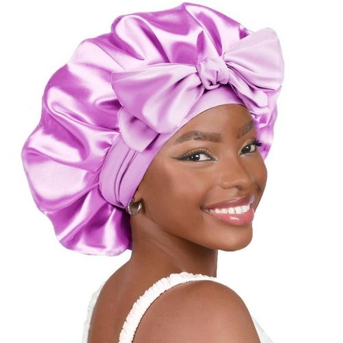 Adjustable satin head cap, premium sleep cap with drawstring, women's style