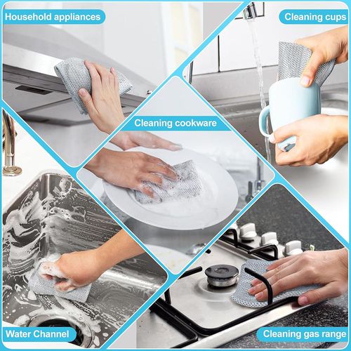 10pcs of dishcloths, multi-purpose, scratch-free metal wire dishcloths, wet and dry use, reusable.