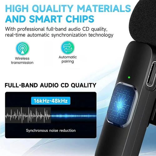 Wireless Lavalier Microphones for iPhone, Android, iPad - Mini Wireless Clip-on Microphones Crystal Clear Sound Quality for Recording, Live Streaming,Vlog