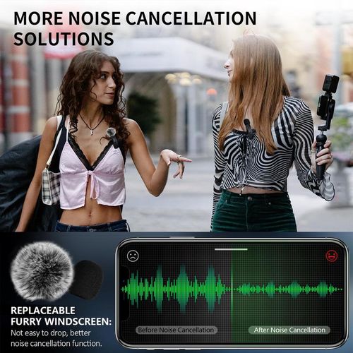 Wireless Lavalier Microphones for iPhone, Android, iPad - Mini Wireless Clip-on Microphones Crystal Clear Sound Quality for Recording, Live Streaming,Vlog
