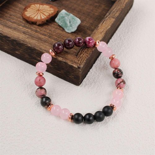 Natural stone bead bracelet, energy bracelet, pink crystal garnet energy healing jewelry