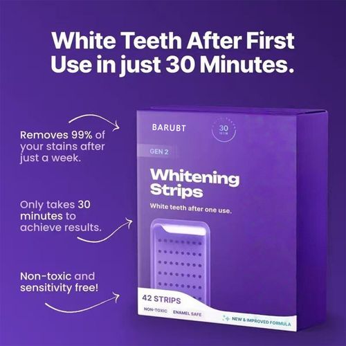 Whitening strips, home use, antibacterial, non-toxic, safe for protecting tooth enamel - gentle and non-irritating - peroxide-free