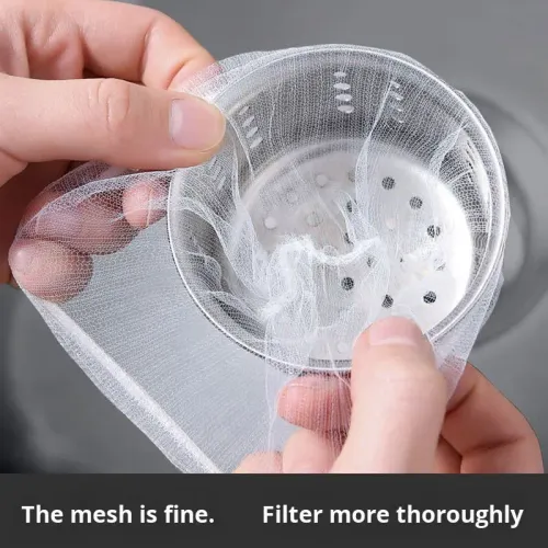 （100pcs 1set）Counts Disposable Dishwashing Sink Drain Fine Mesh Strainer Mesh Bag, has excellent stretchability for easy use