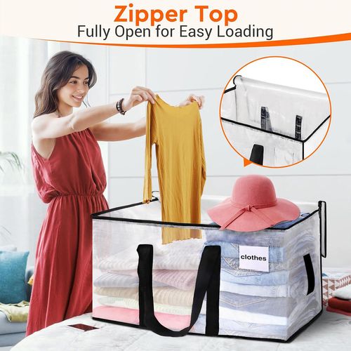 Large Moving Storage Bags Heavy Duty Polypropylene Plastic Totes Waterproof Handles Zippers Foldable College Dorm Home