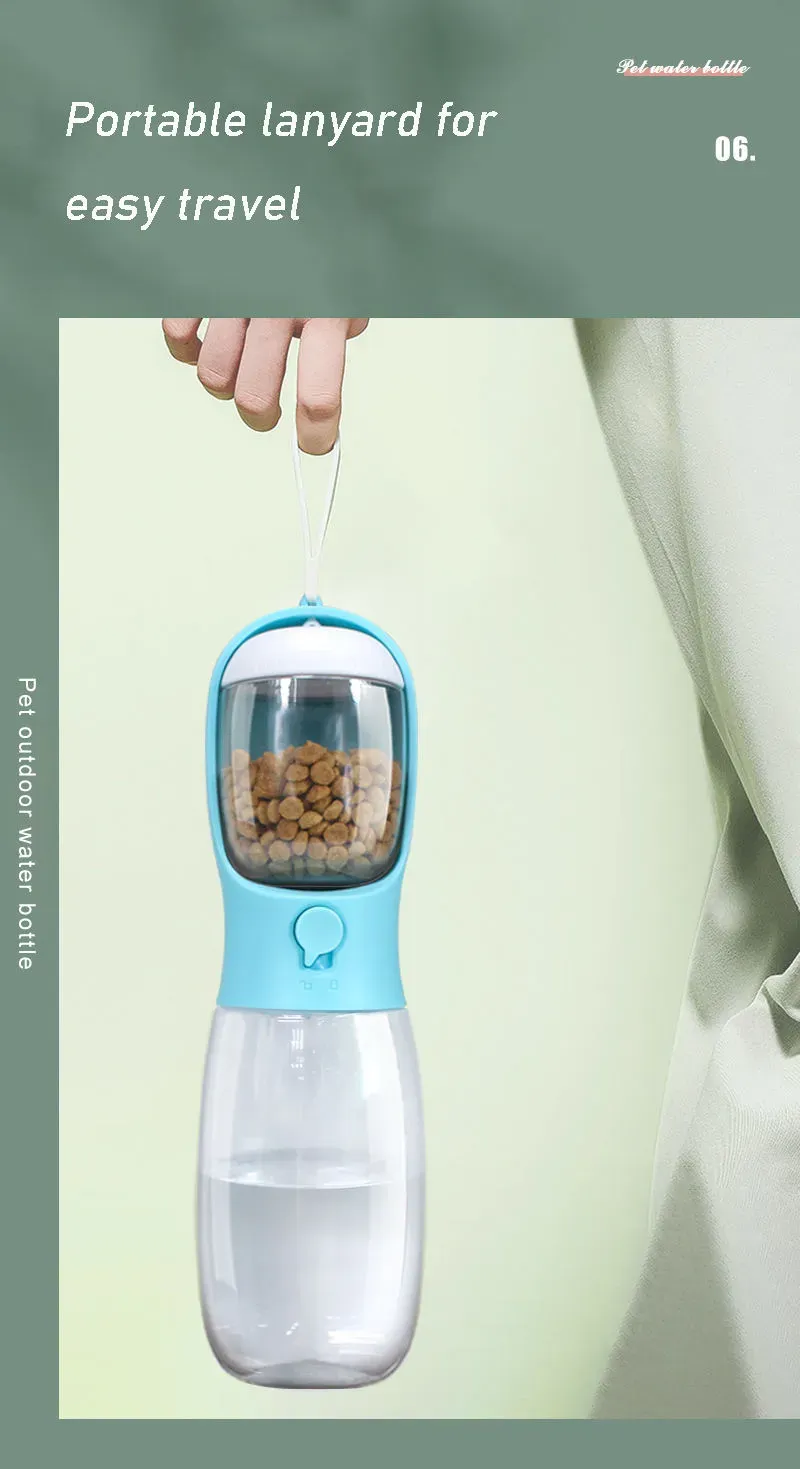 3in1 Pet Water Bottle - Portable 20oz Leak Proof Container with Poop Bag Dispenser, Ideal for Travel, Hiking, and Outdoor Use
