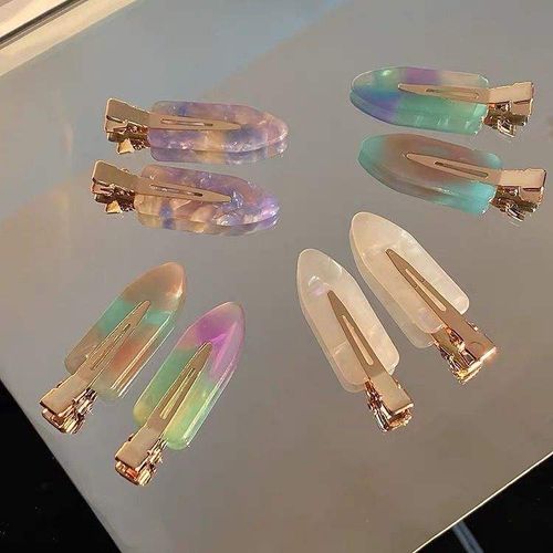 （4PCS 1SET）Acetate Fiber Colorful Bangs Clips, Daily Style Hair Accessories for Women, Sweet Girls Party Gift Hair Clips