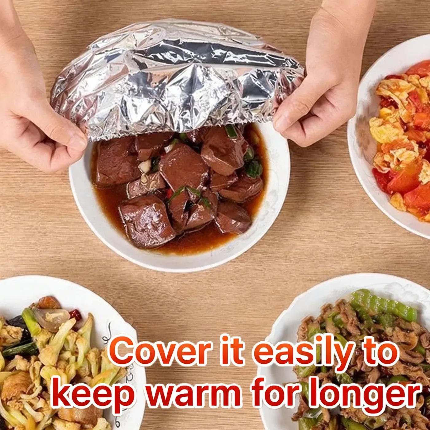 (50pcs 1set)Reusable Aluminum Foil Food Covers, Thermal Insulation Tin Foil Wraps for Dishes Bowls Pots