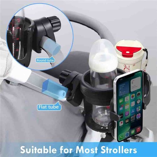 360 Degree2 in 1 Stroller Cup Holder Wheelchair Accessories Bottle Holder for Stroller Bike Wheelchair Walker Pushchair