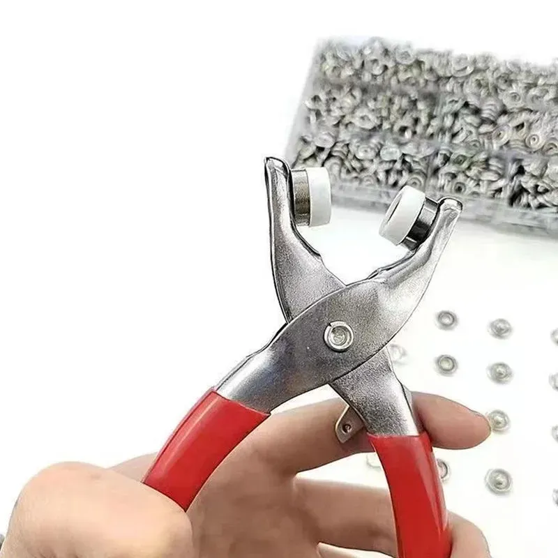 （100pcs 1set）Claw snap fastener set, 9.5mm snap fastener set (with pliers) - suitable for 1-3cm thick fabrics, metal snap fastener set (with tools), five-claw snap fastener tool set, seamless snap fasteners, manual snap fasteners.