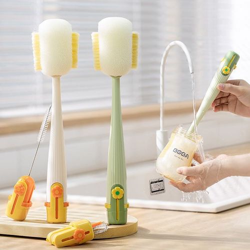 Multi-function Five-in-one PP Long Handle Cup & Thermos Bottle Cleaning Brush-360-degree No Dead Angle Household Use