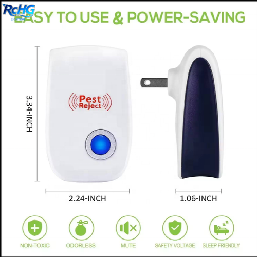 Customized Logo Ultrasonic LED Mosquito & Fly Repeller Plug-in Indoor Pest Control Device IP44 Rated