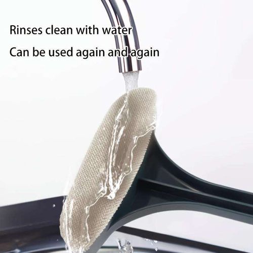 2-in-1 double-sided window cleaning brush with scraper, long handle, suitable for both wet and dry use, an ideal household cleaning tool.