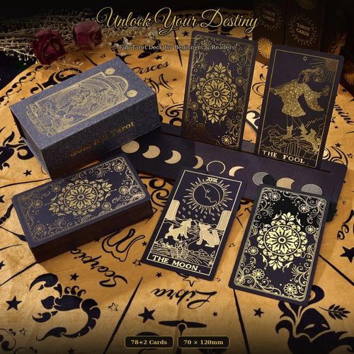Black Gold Flower Multi-Use Tarot Deck