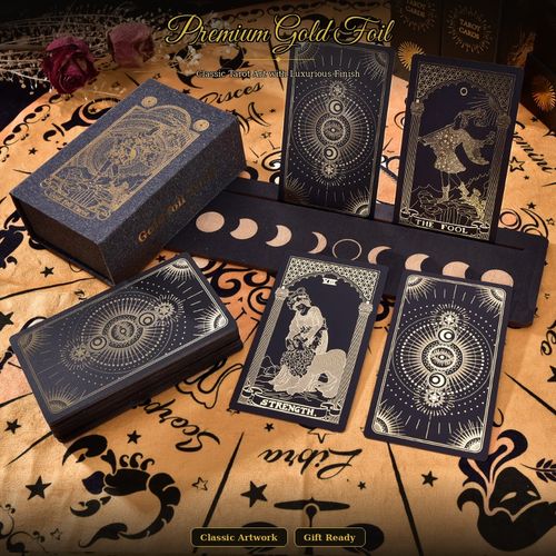 Black Gold Flower Multi-Use Tarot Deck